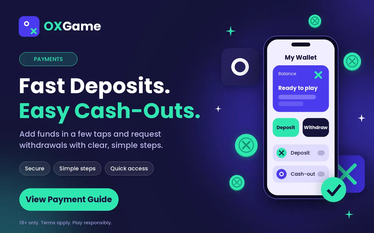 OXGAME payment options including wallets and bank transfer